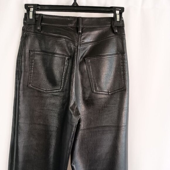 Aritzia Wilfred Melina Faux Leather Pants Black Straight Leg Women’s 00 - Picture 5 of 9